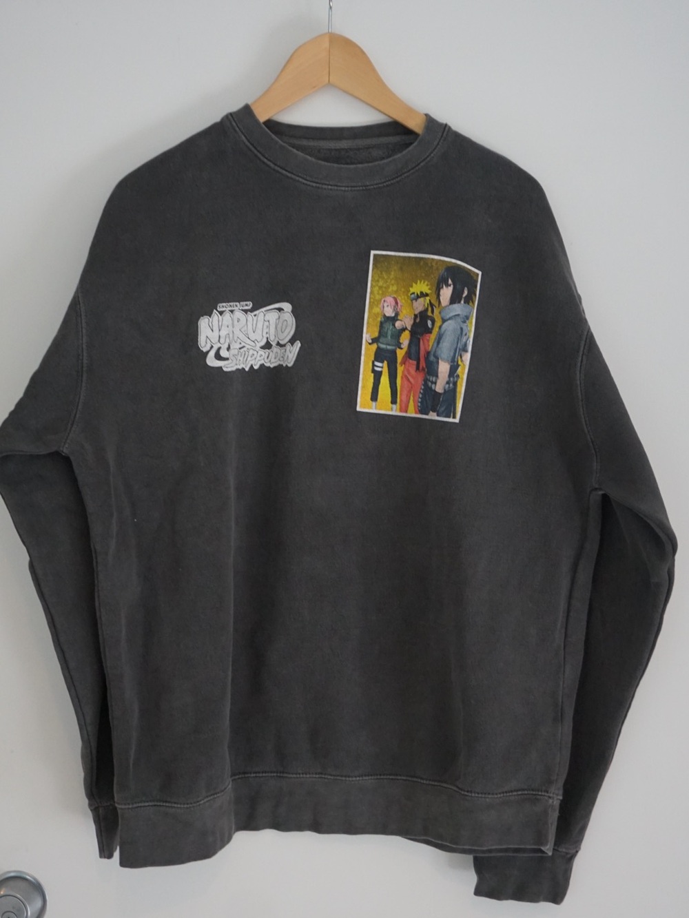 Ripple Junction Naruto Crewneck Sweater - Charcoal with Yellow Accent
